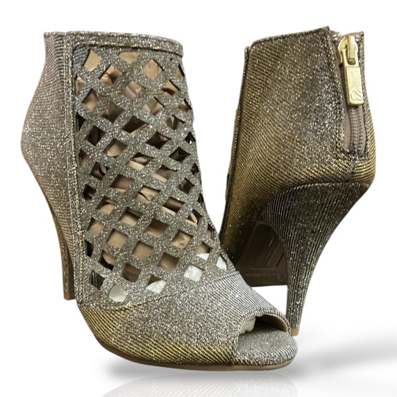 Christian Siriano For Payless Women’s Peep Toe Metallic Lattice Cutout Heels 7.5 - Picture 3 of 6